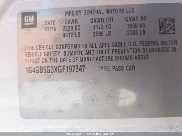 1G4GB5G3XGF197347 Buick Lacrosse Leather