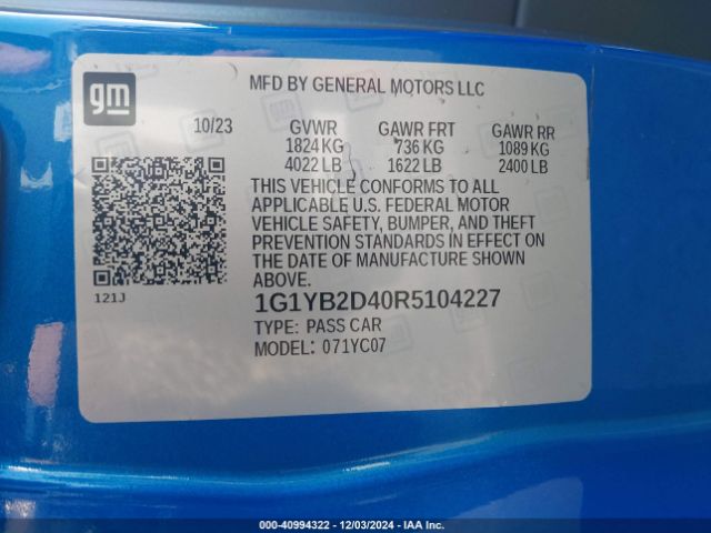 1G1YB2D40R5104227 Chevrolet Corvette Stingray Rwd  2lt