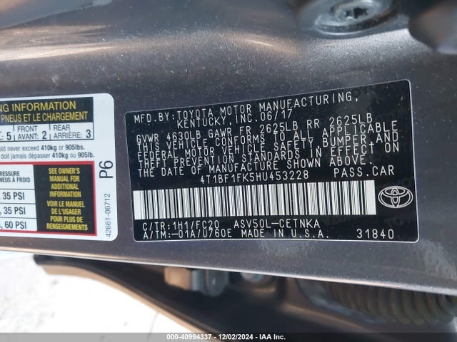 Toyota CAMRY LE 2017 4T1BF1FK5HU453228 Image 9