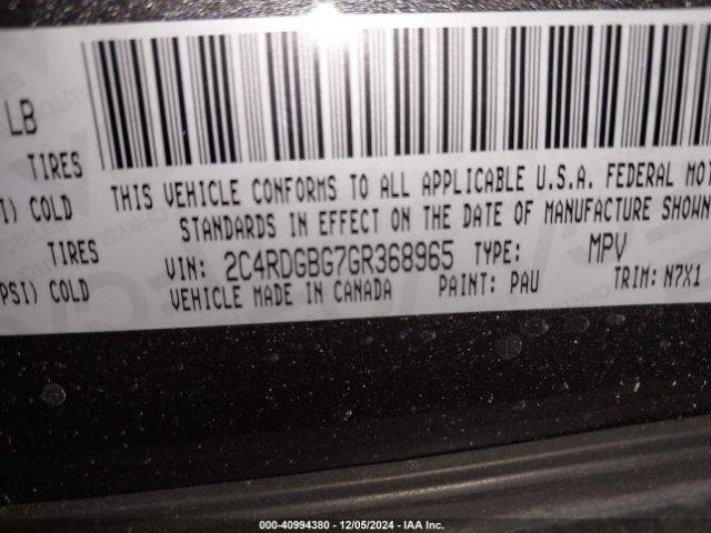 2C4RDGBG7GR368965 Dodge Grand Caravan Se Plus