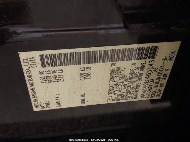 1N4AA5AP2EC465143 Nissan Maxima 3.5 S/3.5 Sv