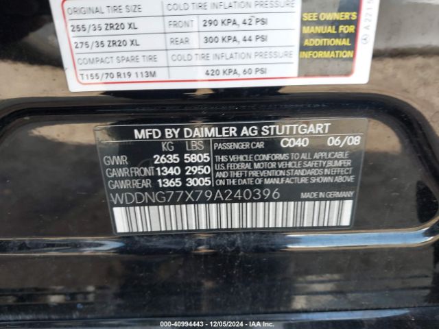 2009 MERCEDES-BENZ S 63 AMG WDDNG77X79A240396 Photo 8