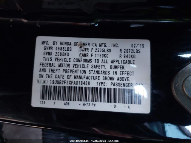 19UUB2F3XFA018468 Acura Tlx V6