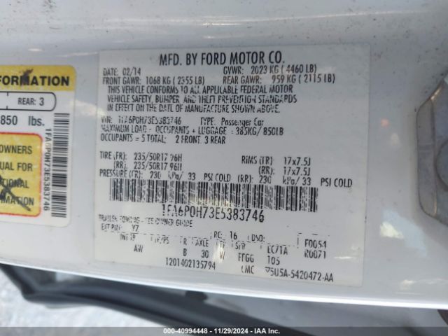 1FA6P0H73E5383746 Ford FUSION SE