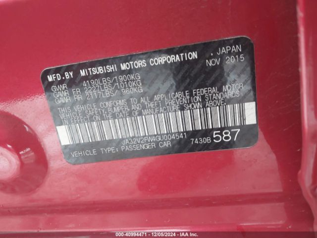 2016 MITSUBISHI LANCER JA32V2FW4GU004541 Photo 8