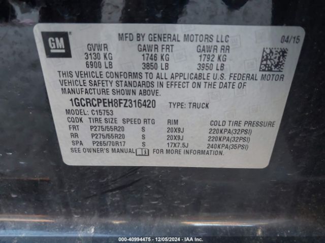 1GCRCPEH8FZ316420 Chevrolet Silverado 1500 Ls