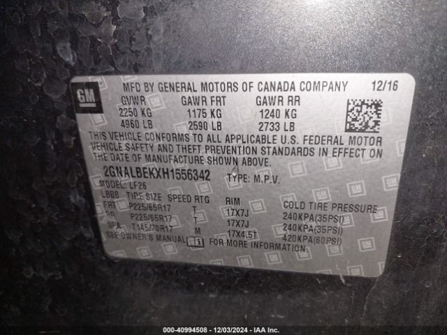 2GNALBEKXH1556342 Chevrolet EQUINOX LS
