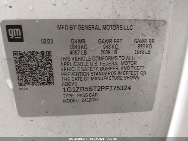 Chevrolet MALIBU LS 2023 1G1ZB5ST2PF175324 Image 9