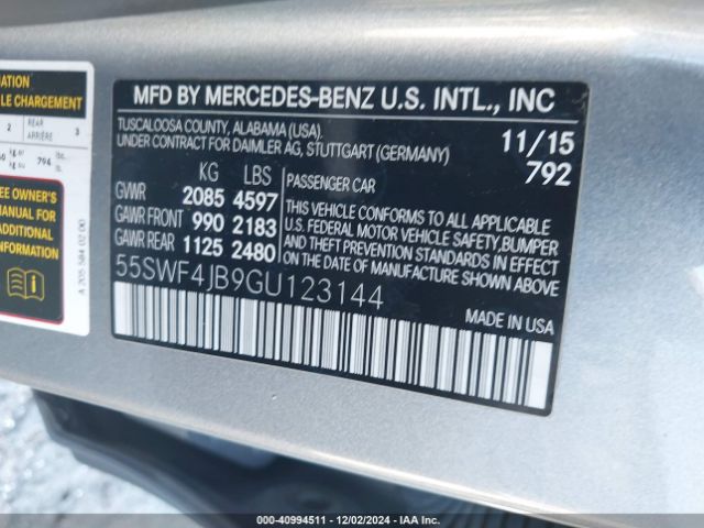 55SWF4JB9GU123144 Mercedes-Benz C-class C 300/luxury/sport