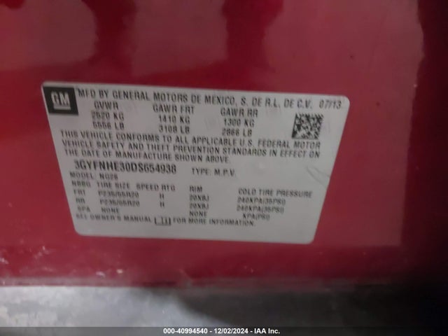 2013 CADILLAC SRX 3GYFNHE30DS654938 Photo 8
