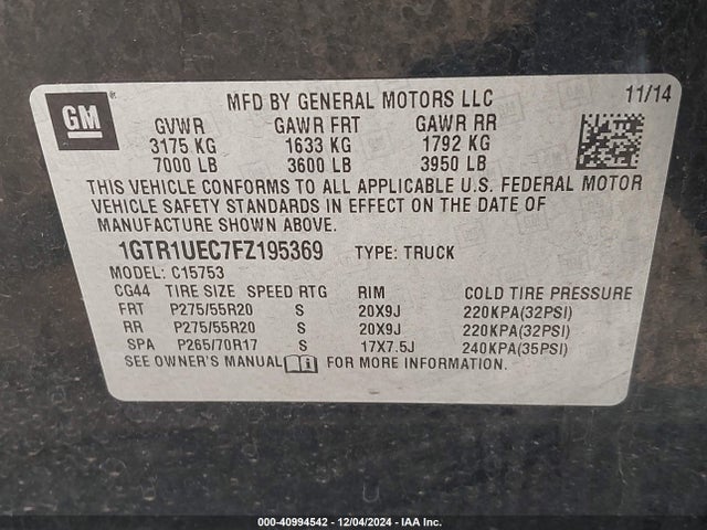 1GTR1UEC7FZ195369 GMC Sierra 1500 Sle