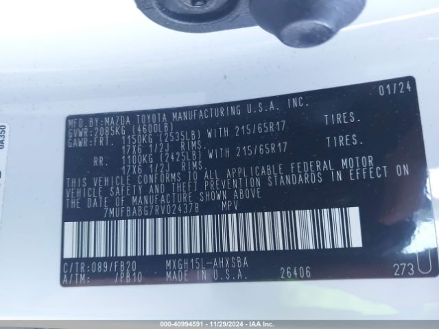 7MUFBABG7RV024378 Toyota Corolla Cross Hybrid Se