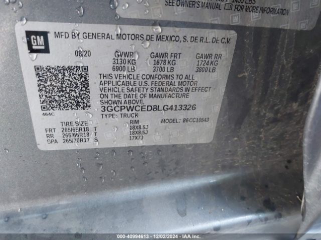 3GCPWCED8LG413326 Chevrolet Silverado 1500 2wd  Short Bed Lt