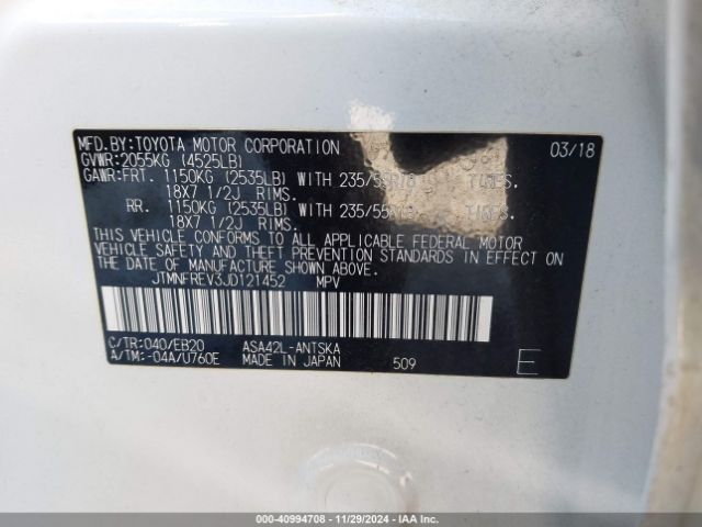 JTMNFREV3JD121452 Toyota RAV4 SE