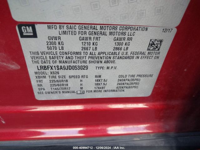 LRBFX1SA9JD053029 Buick Envision Essence
