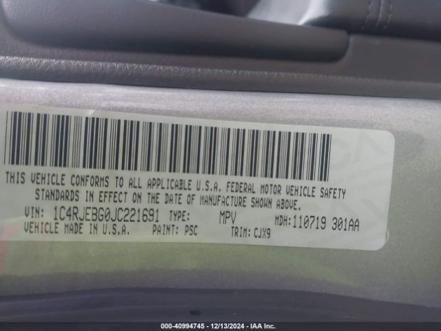 1C4RJEBG0JC221691 Jeep Grand Cherokee Limited 4x2
