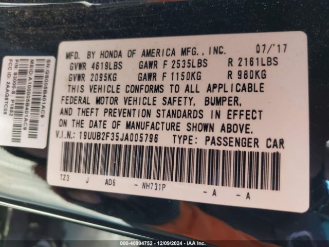 19UUB2F35JA005796 Acura TLX