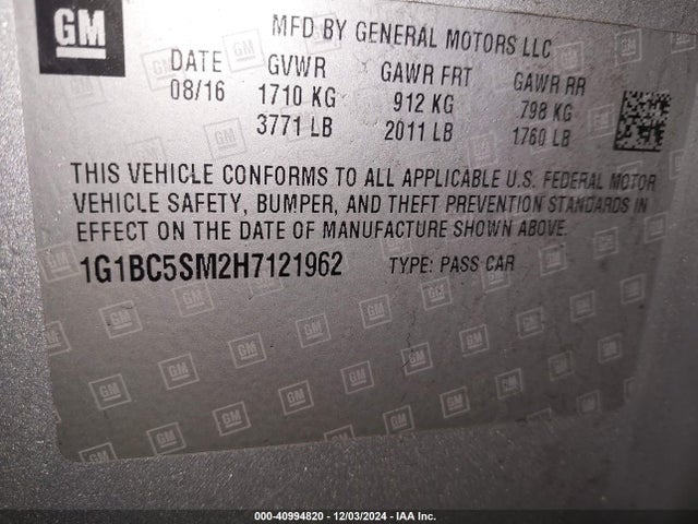 Chevrolet Cruze Ls Auto 2017 1G1BC5SM2H7121962 Image 9