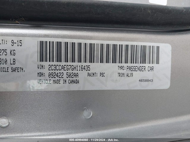 Chrysler 300C 2016 2C3CCAEG7GH116435 Image 9