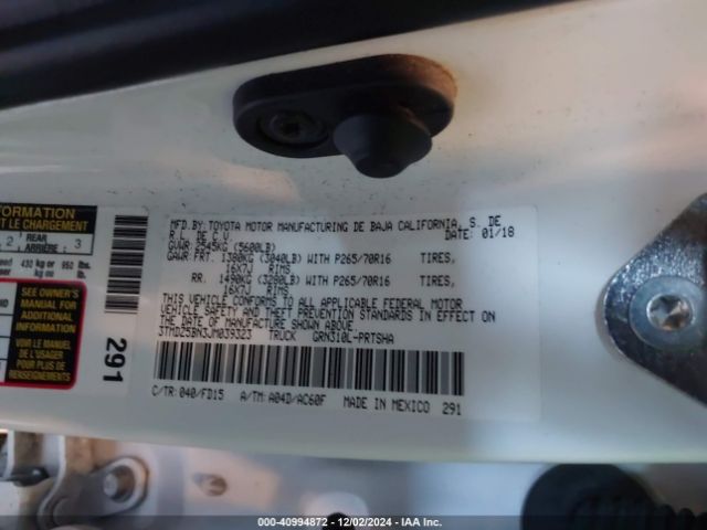 3TMDZ5BN3JM039323 Toyota Tacoma Trd Off Road