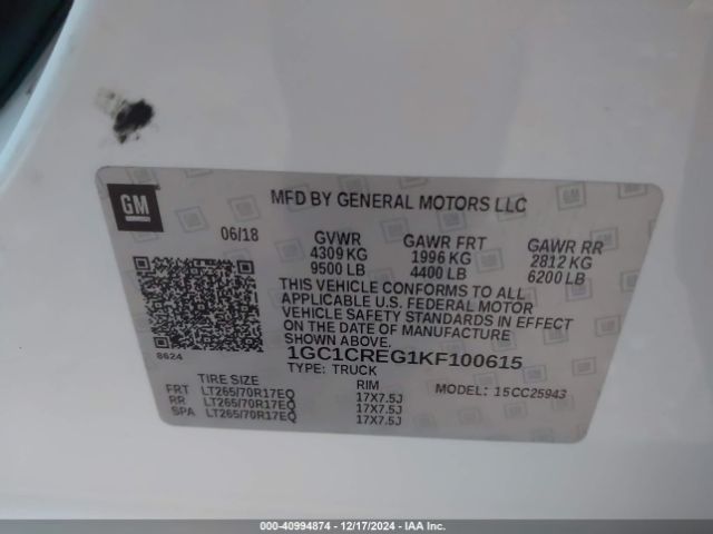 1GC1CREG1KF100615 Chevrolet Silverado 2500hd Wt