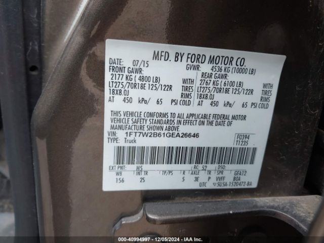 1FT7W2B61GEA26646 Ford F-250 Xlt