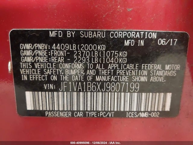 JF1VA1B6XJ9807199 Subaru WRX