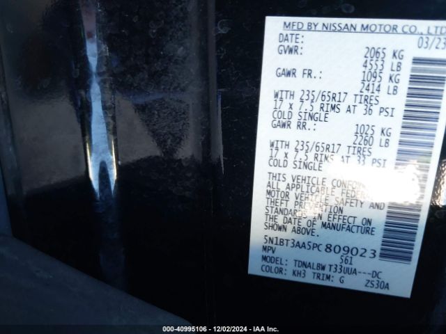 5N1BT3AA5PC809023 Nissan Rogue S Fwd