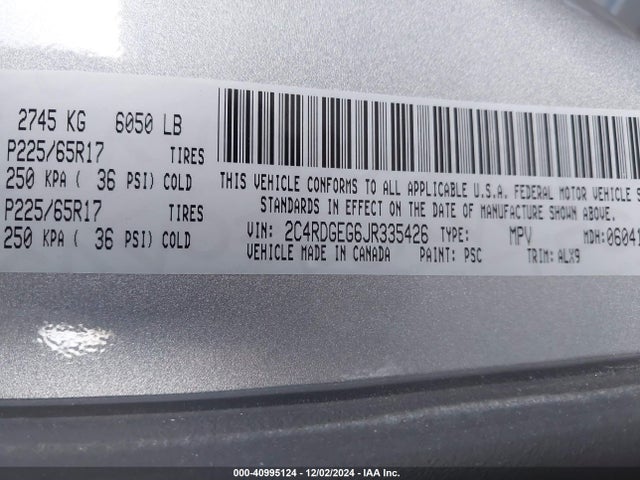 2C4RDGEG6JR335426 Dodge Grand Caravan Gt