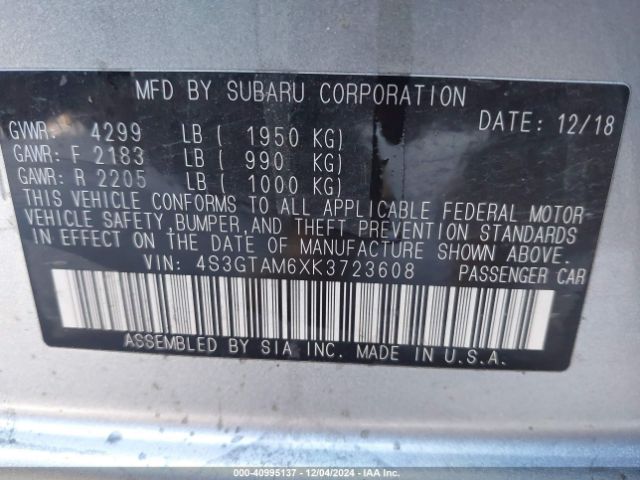 4S3GTAM6XK3723608 Subaru Impreza 2.0i Sport