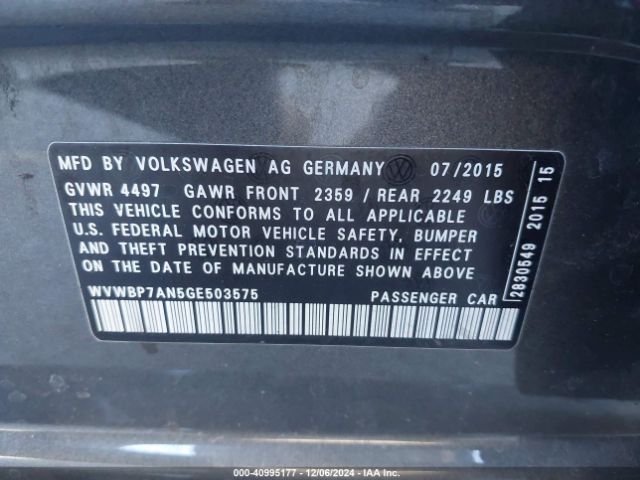 WVWBP7AN5GE503575 Volkswagen Cc 2.0t Sport