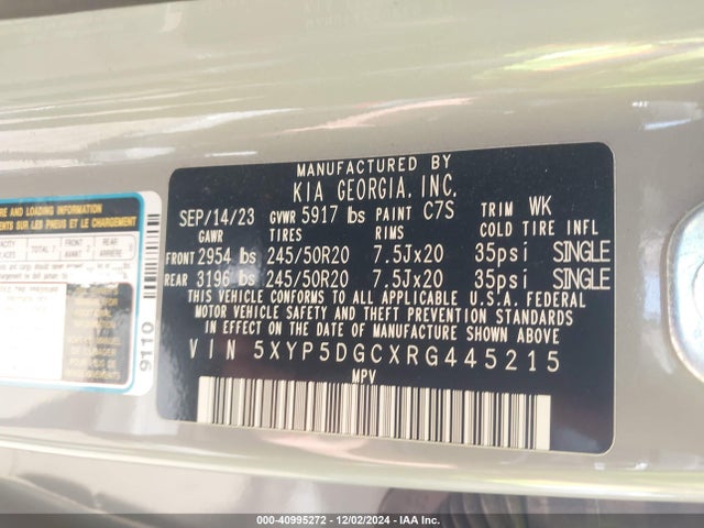 5XYP5DGCXRG445215 KIA Telluride Sx Prestige X-line
