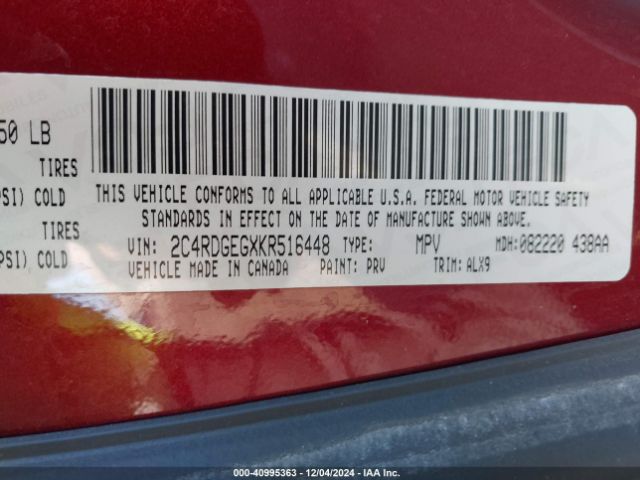 2C4RDGEGXKR516448 Dodge Grand Caravan Gt