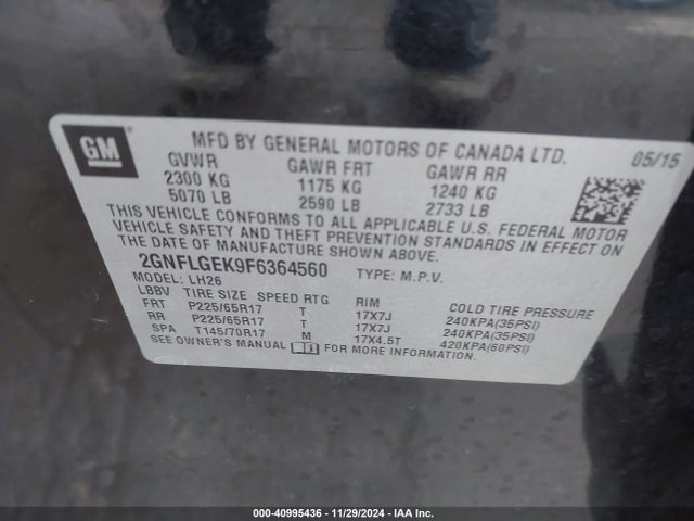 Chevrolet Equinox 2lt 2015 2GNFLGEK9F6364560 Image 9