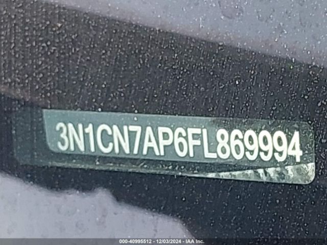 3N1CN7AP6FL869994 Nissan Versa 1.6 Sv