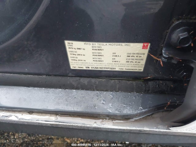 2015 TESLA MODEL S 5YJSA1H27FFP78291 Photo 8