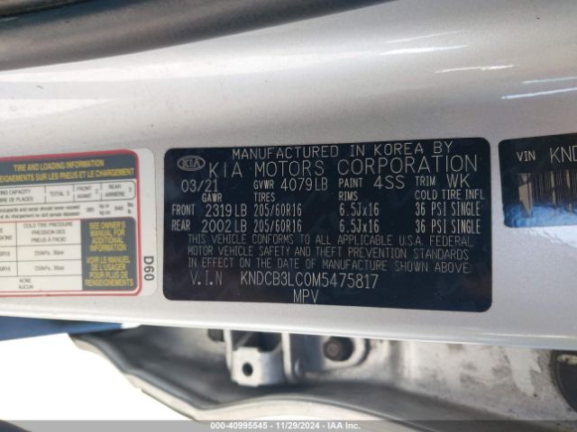 KNDCB3LC0M5475817 KIA NIRO LX