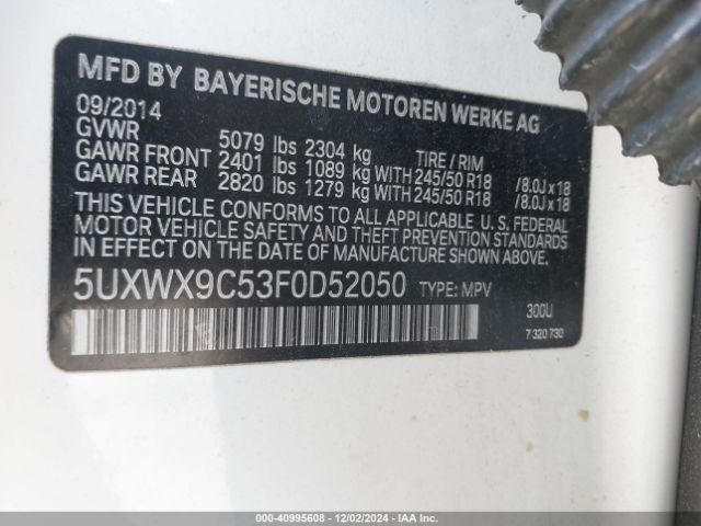 5UXWX9C53F0D52050 BMW X3 Xdrive28i