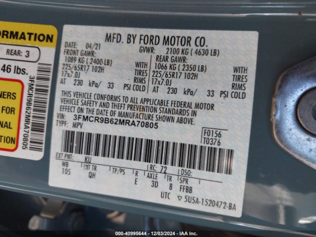 2021 FORD BRONCO SPORT 3FMCR9B62MRA70805 Photo 8