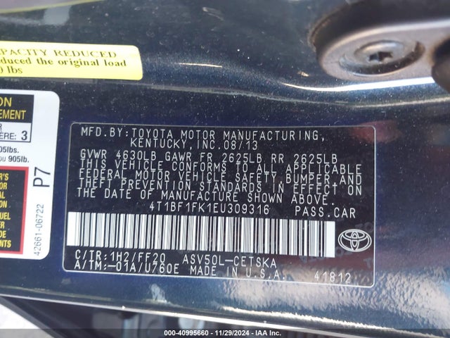 Toyota CAMRY SE 2014 4T1BF1FK1EU309316 Image 9