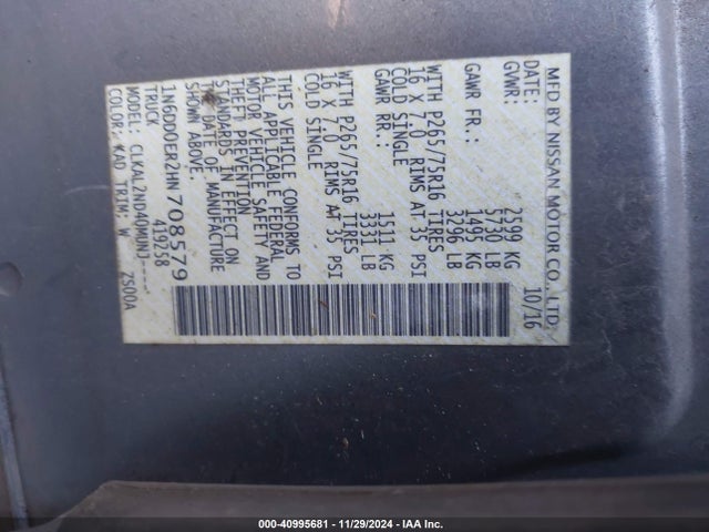 Nissan Frontier Desert Runner 2017 1N6DD0ER2HN708579 Image 9