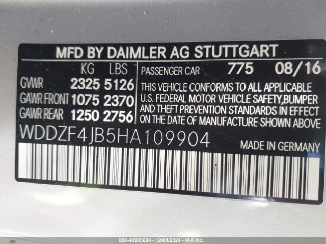 WDDZF4JB5HA109904 Mercedes-Benz E 300