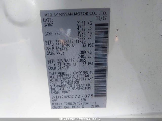 5N1AT2MV8JC727878 Nissan ROGUE SV
