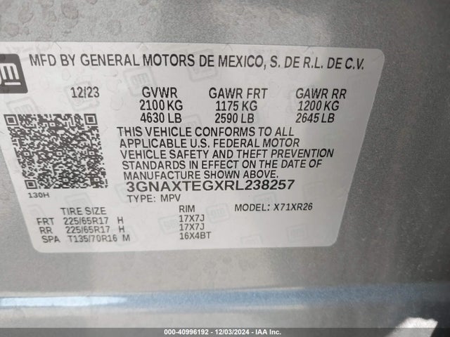 3GNAXTEGXRL238257 Chevrolet Equinox Awd 2fl