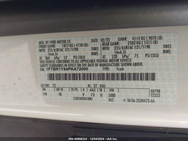 1FTBR1Y84PKA72090 Ford Transit-250 Cargo Van
