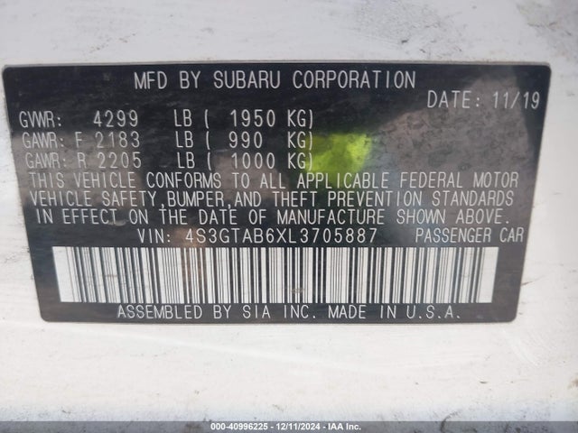 4S3GTAB6XL3705887 Subaru Impreza 5-door