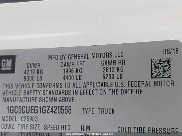 1GC0CUEG1GZ420568 Chevrolet Silverado 2500hd Wt