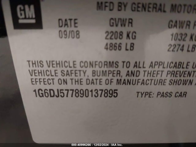 2009 CADILLAC CTS 1G6DJ577890137895 Photo 8