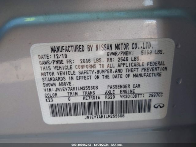 JN1EV7AR1LM255608 Infiniti Q50 Luxe Awd