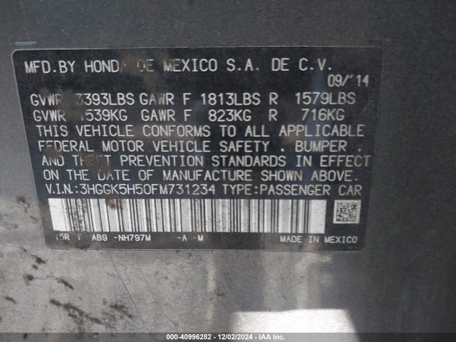 Honda FIT LX 2015 3HGGK5H50FM731234 Image 9